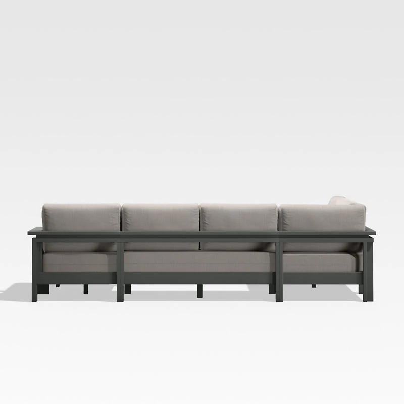 Walker Metal 4-Piece Right Arm Chaise Outdoor Sectional Sofa with Cast Ash Brown Sunbrella ® Cushions