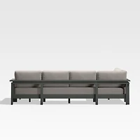 Walker Metal 4-Piece Right Arm Chaise Outdoor Sectional Sofa with Cast Ash Brown Sunbrella ® Cushions
