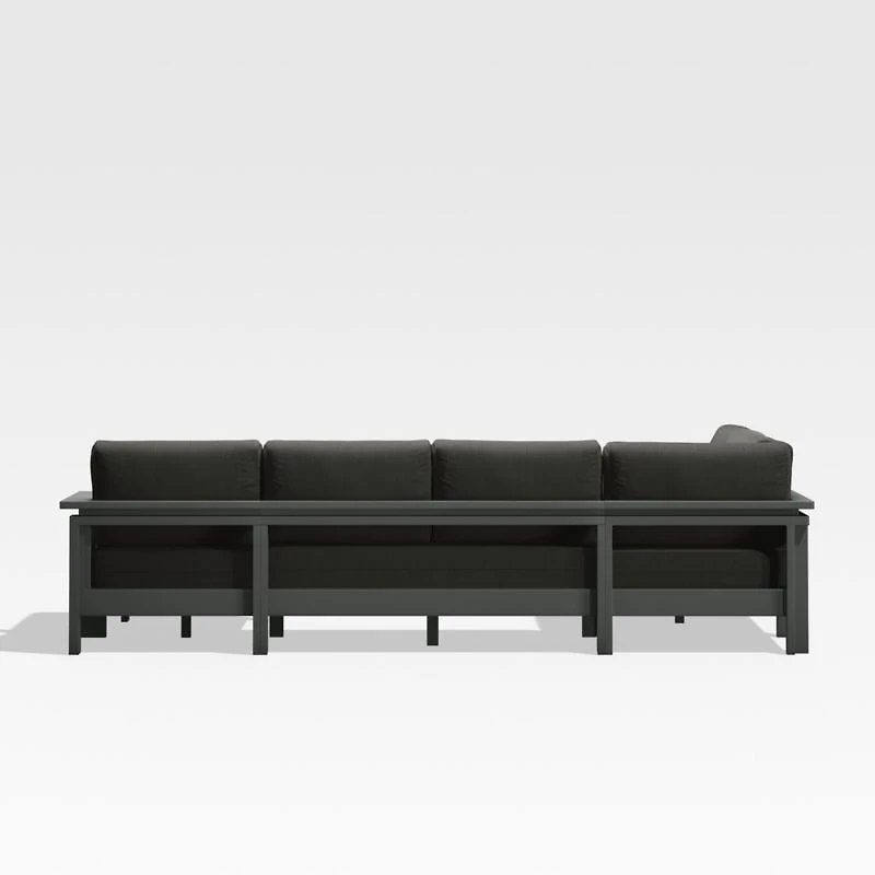 Walker Metal 4-Piece Right Arm Chaise Outdoor Sectional Sofa with Cast Charcoal Grey Sunbrella ® Cushions