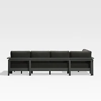 Walker Metal 4-Piece Right Arm Chaise Outdoor Sectional Sofa with Cast Charcoal Grey Sunbrella ® Cushions