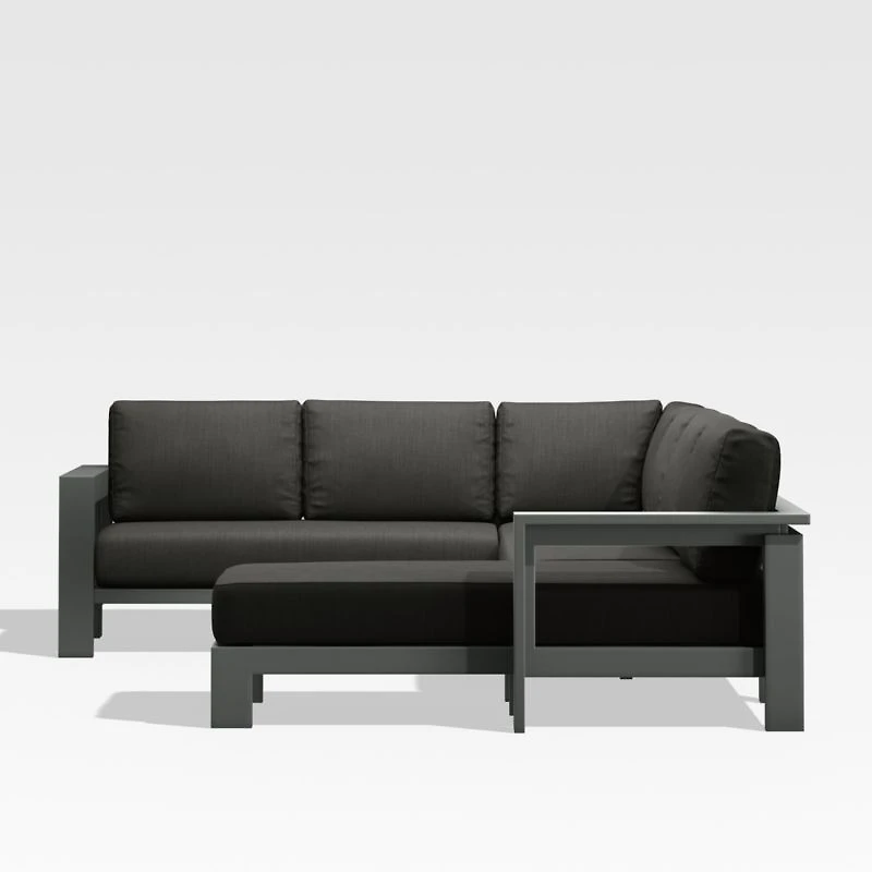 Walker Metal 4-Piece Right Arm Chaise Outdoor Sectional Sofa with Cast Charcoal Grey Sunbrella ® Cushions