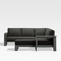 Walker Metal 4-Piece Right Arm Chaise Outdoor Sectional Sofa with Cast Charcoal Grey Sunbrella ® Cushions