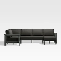 Walker Metal 4-Piece Right Arm Chaise Outdoor Sectional Sofa with Cast Charcoal Grey Sunbrella ® Cushions