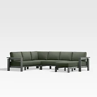 Walker Metal 4-Piece Right Arm Chaise Outdoor Sectional Sofa with Cast Sage Green Sunbrella ® Cushions
