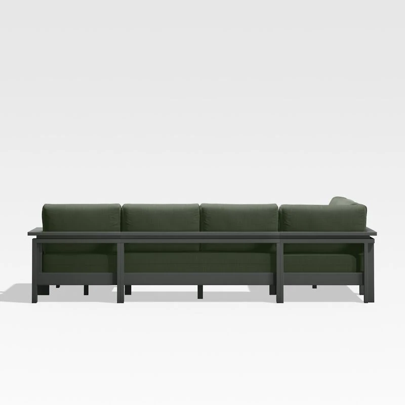 Walker Metal 4-Piece Right Arm Chaise Outdoor Sectional Sofa with Cast Sage Green Sunbrella ® Cushions