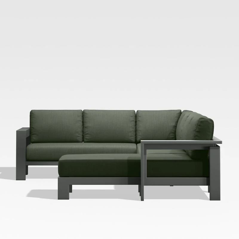 Walker Metal 4-Piece Right Arm Chaise Outdoor Sectional Sofa with Cast Sage Green Sunbrella ® Cushions