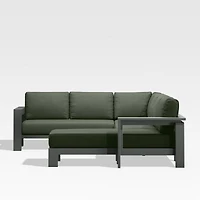 Walker Metal 4-Piece Right Arm Chaise Outdoor Sectional Sofa with Cast Sage Green Sunbrella ® Cushions