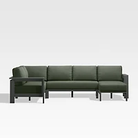 Walker Metal 4-Piece Right Arm Chaise Outdoor Sectional Sofa with Cast Sage Green Sunbrella ® Cushions