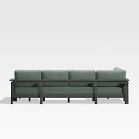 Walker Metal 4-Piece Right Arm Chaise Outdoor Sectional Sofa with Canvas Spa Blue Sunbrella ® Cushions