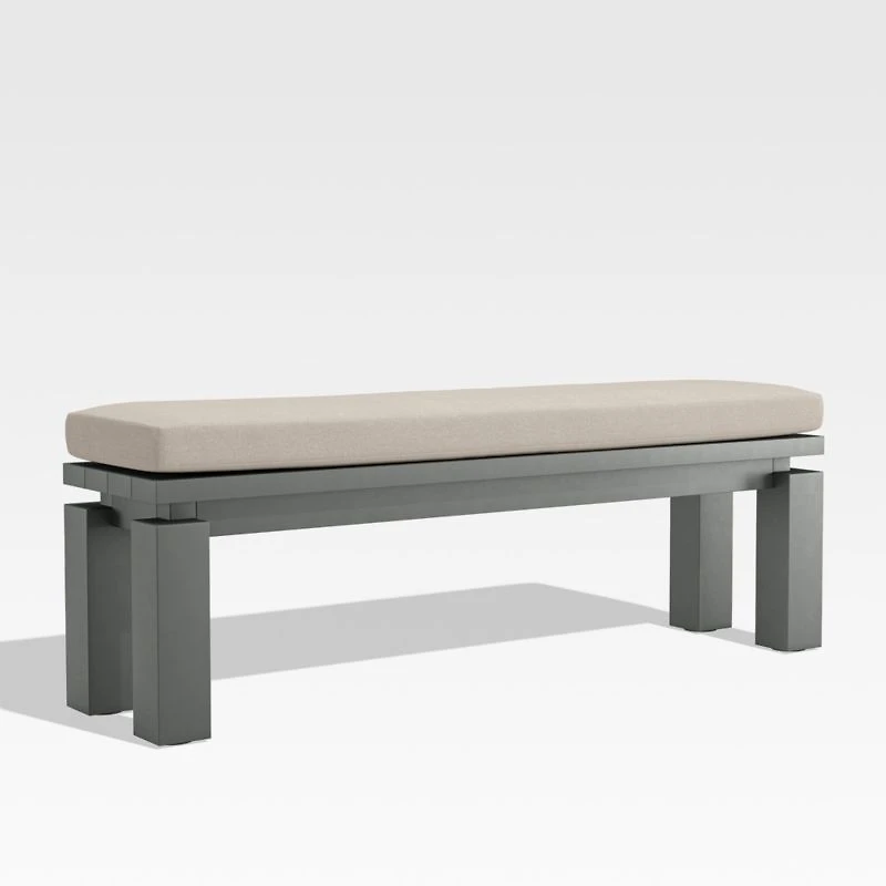 Walker Canvas Flax Beige Sunbrella ® Outdoor Dining Bench Cushion