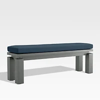 Walker Metal Outdoor Dining Bench with Cast Harbor Blue Sunbrella ® Cushion