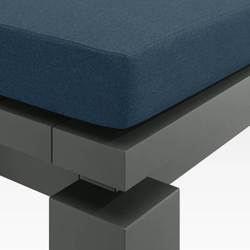 Walker Metal Outdoor Dining Bench with Cast Harbor Blue Sunbrella ® Cushion