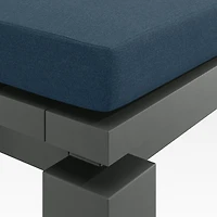 Walker Metal Outdoor Dining Bench with Cast Harbor Blue Sunbrella ® Cushion