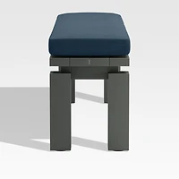 Walker Metal Outdoor Dining Bench with Cast Harbor Blue Sunbrella ® Cushion