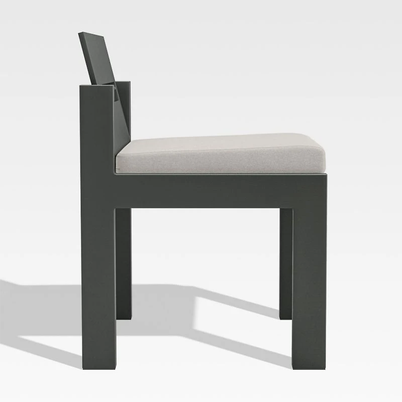 Walker Metal Outdoor Dining Side Chair with Cast Ash Brown Sunbrella ® Cushions