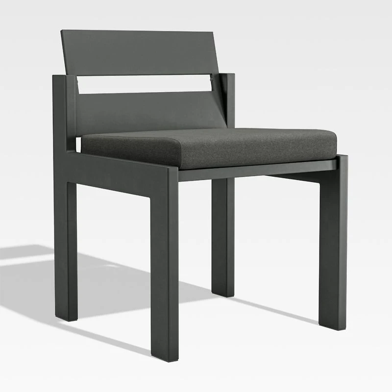 Walker Metal Outdoor Dining Chair with Cast Charcoal Grey Sunbrella ® Cushions