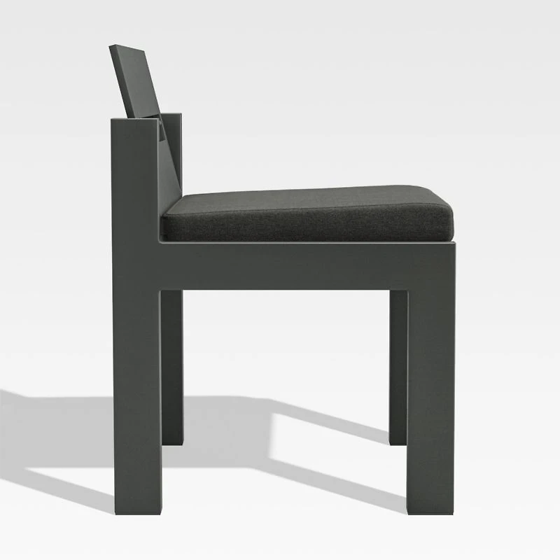 Walker Metal Outdoor Dining Chair with Cast Charcoal Grey Sunbrella ® Cushions