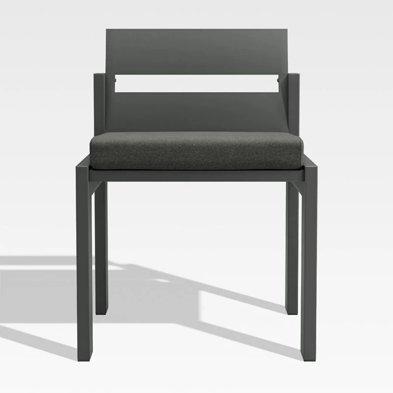 Walker Metal Outdoor Dining Chair with Cast Charcoal Grey Sunbrella ® Cushions