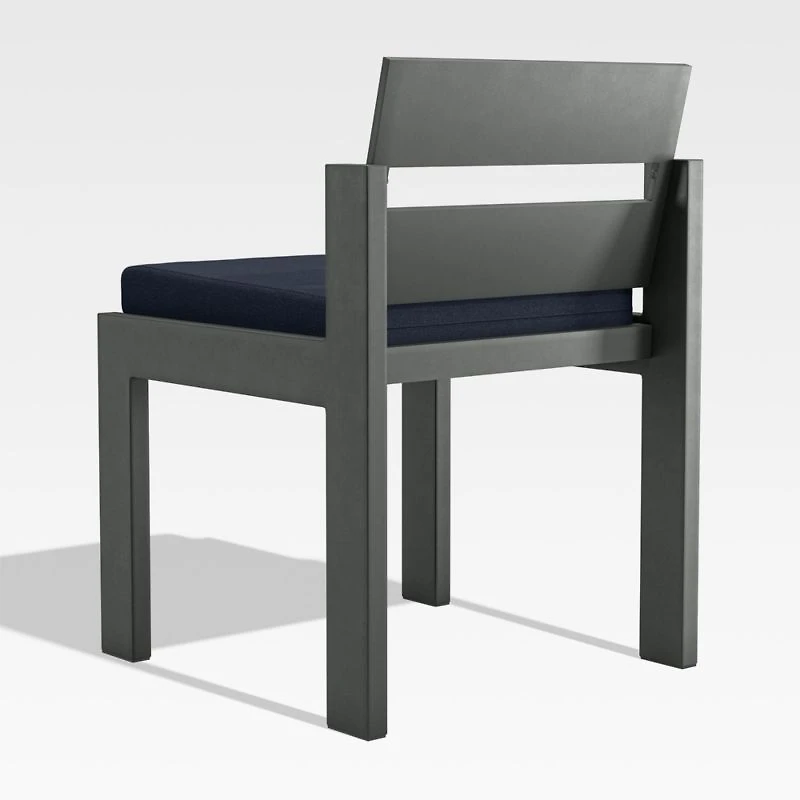 Walker Metal Outdoor Dining Side Chair with Canvas Navy Blue Sunbrella ® Cushions