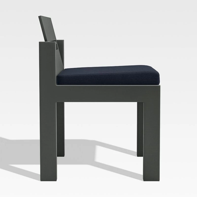 Walker Metal Outdoor Dining Side Chair with Canvas Navy Blue Sunbrella ® Cushions