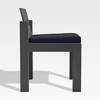 Walker Metal Outdoor Dining Side Chair with Canvas Navy Blue Sunbrella ® Cushions
