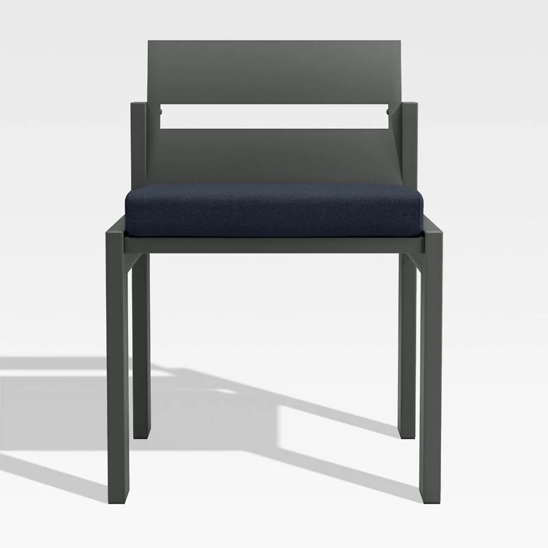 Walker Metal Outdoor Dining Side Chair with Canvas Navy Blue Sunbrella ® Cushions