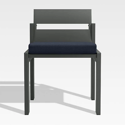 Walker Metal Outdoor Dining Side Chair with Canvas Navy Blue Sunbrella ® Cushions
