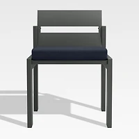 Walker Metal Outdoor Dining Side Chair with Canvas Navy Blue Sunbrella ® Cushions