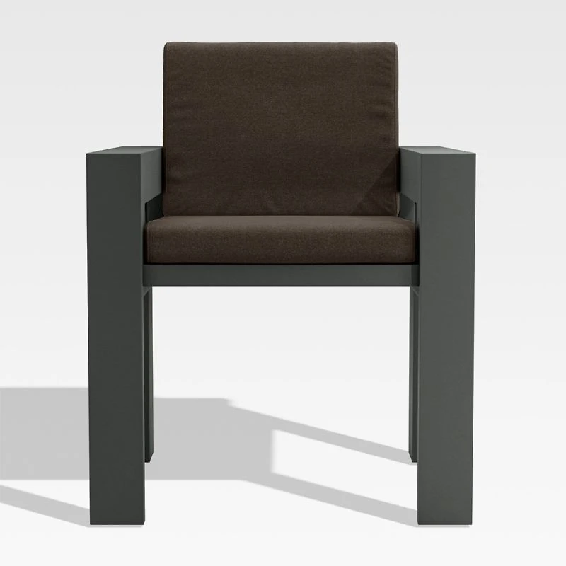 Walker Metal Outdoor Dining Armchair with Canvas Java Brown Sunbrella ® Cushions