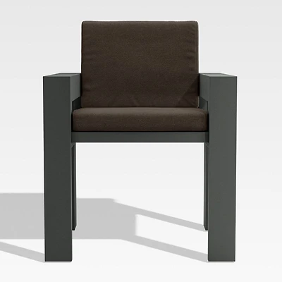 Walker Metal Outdoor Dining Armchair with Canvas Java Brown Sunbrella ® Cushions