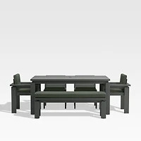 Walker 68" Metal Outdoor Dining Table Set with Cast Sage Green Sunbrella ® Cushions
