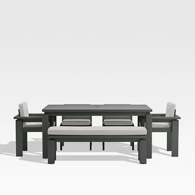 Walker 68" Metal Outdoor Dining Table Set with Cast Silver Sunbrella ® Cushions