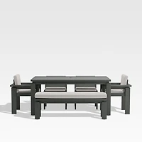 Walker 68" Metal Outdoor Dining Table Set with Cast Silver Sunbrella ® Cushions