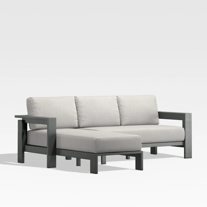 Walker 2-Piece Left Arm Chaise Metal Outdoor Sectional with Cast Silver Sunbrella ® Cushions
