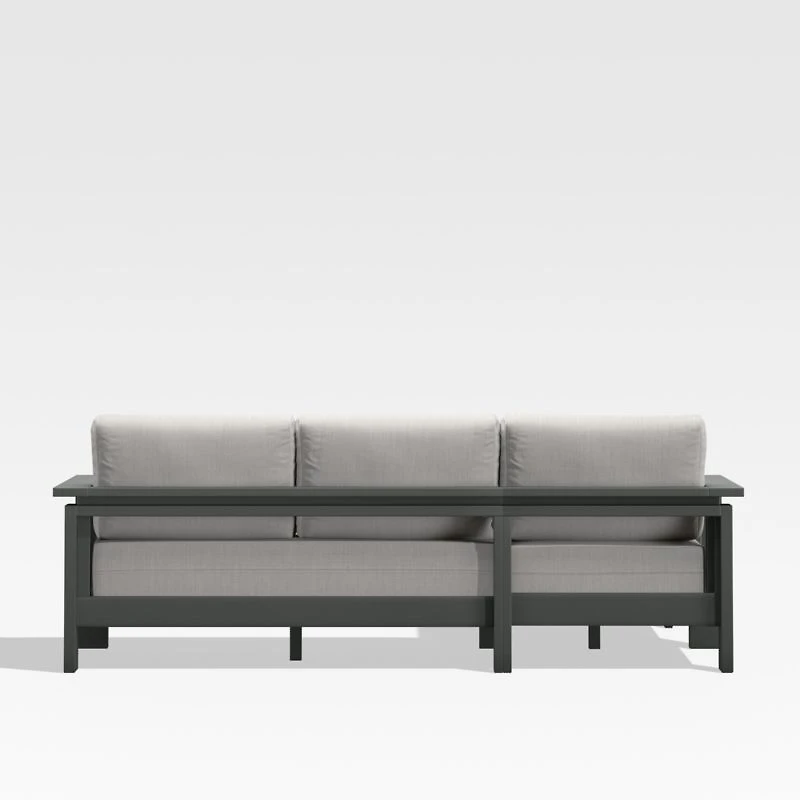 Walker 2-Piece Left Arm Chaise Metal Outdoor Sectional with Cast Silver Sunbrella ® Cushions