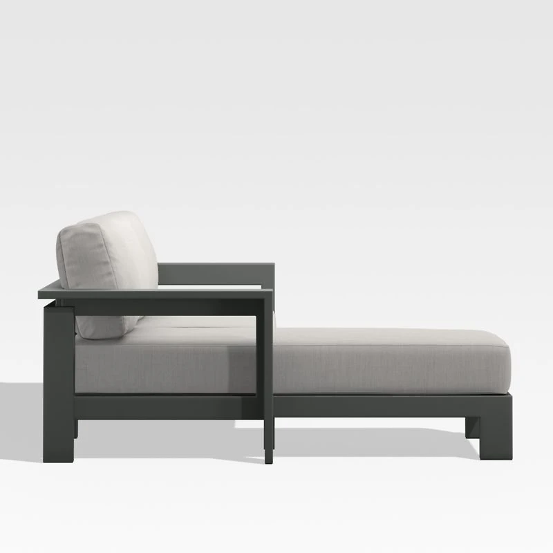 Walker 2-Piece Left Arm Chaise Metal Outdoor Sectional with Cast Silver Sunbrella ® Cushions