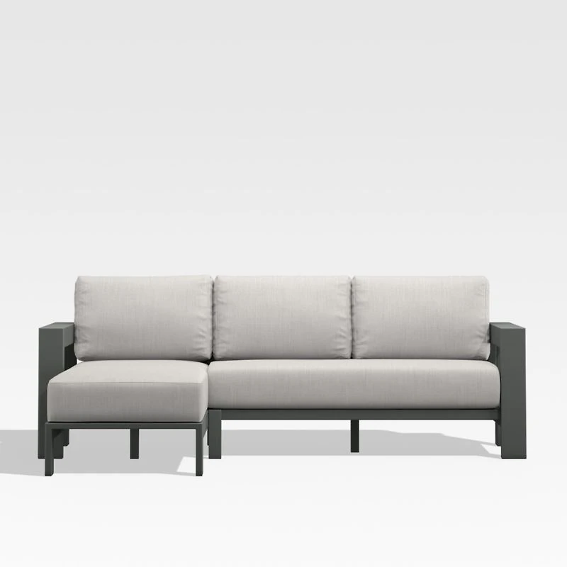 Walker 2-Piece Left Arm Chaise Metal Outdoor Sectional with Cast Silver Sunbrella ® Cushions