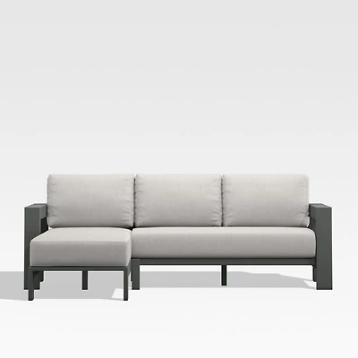 Walker 2-Piece Left Arm Chaise Metal Outdoor Sectional with Cast Silver Sunbrella ® Cushions