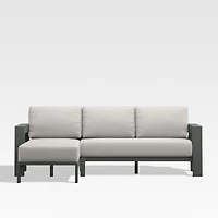 Walker 2-Piece Left Arm Chaise Metal Outdoor Sectional with Cast Silver Sunbrella ® Cushions