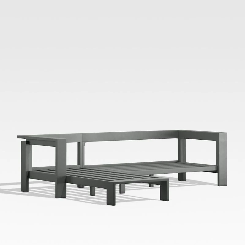 Walker Black Metal 2-Piece Left-Arm Chaise Outdoor Sectional Sofa Frame