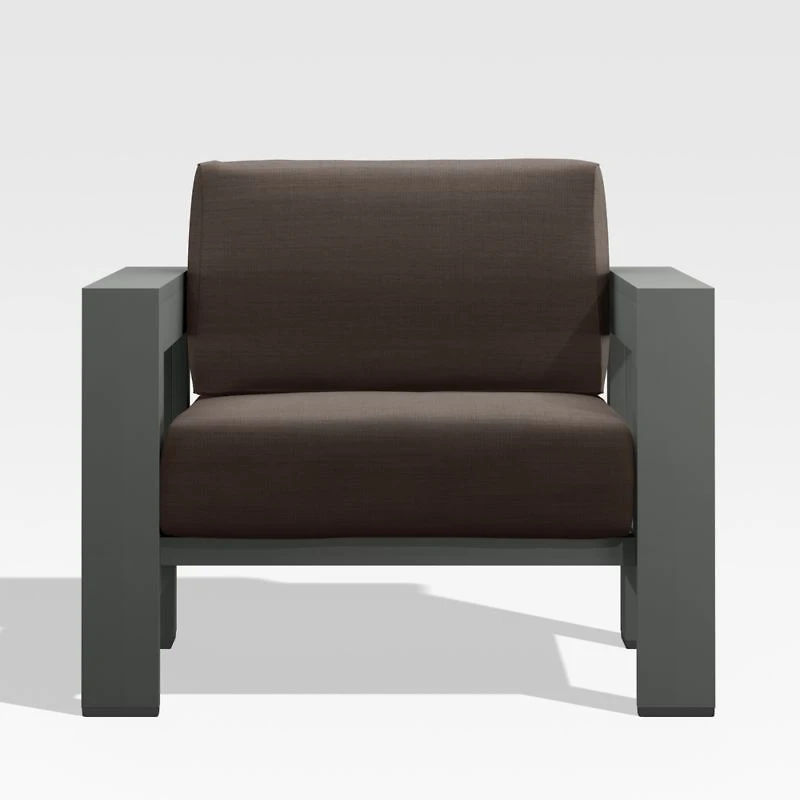 Walker Metal Outdoor Lounge Chair with Canvas Java Brown Sunbrella ® Cushions