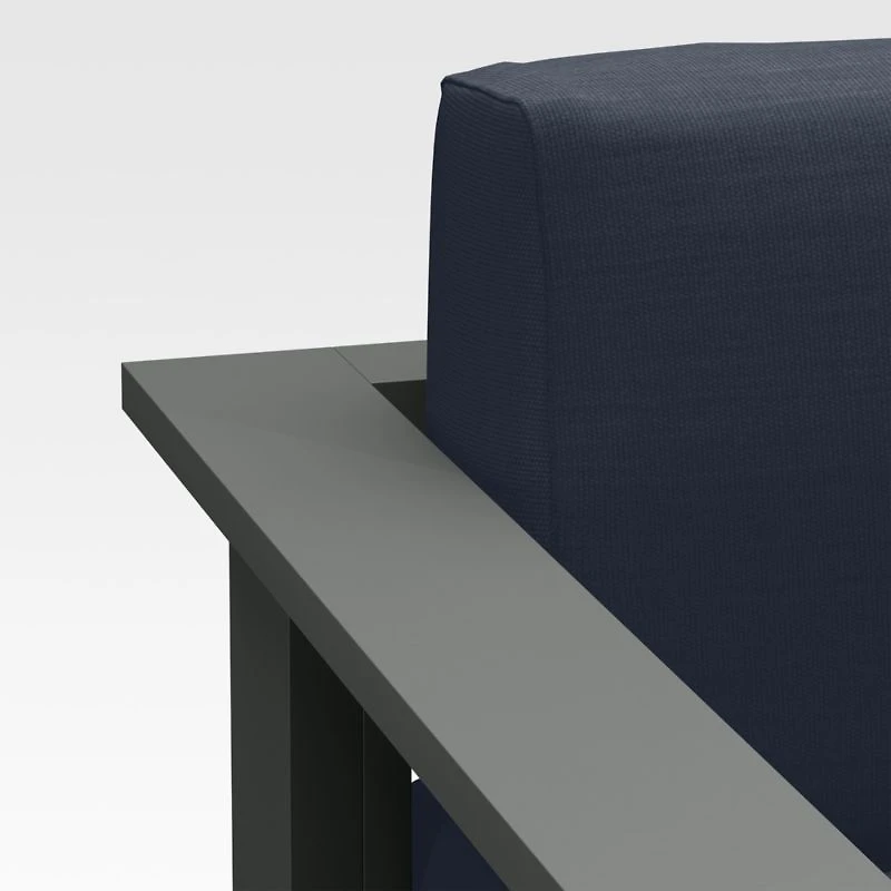 Walker Metal Outdoor Lounge Chair with Canvas Navy Blue Sunbrella ® Cushions