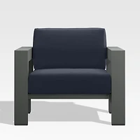 Walker Metal Outdoor Lounge Chair with Canvas Navy Blue Sunbrella ® Cushions