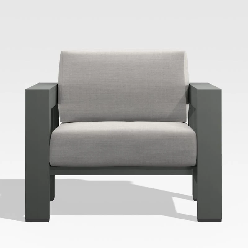 Walker Metal Outdoor Lounge Chair with Cast Silver Sunbrella ® Cushions