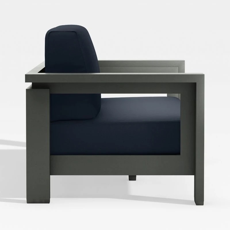 Walker 63" Metal Outdoor Loveseat with Canvas Navy Blue Sunbrella ® Cushionsh