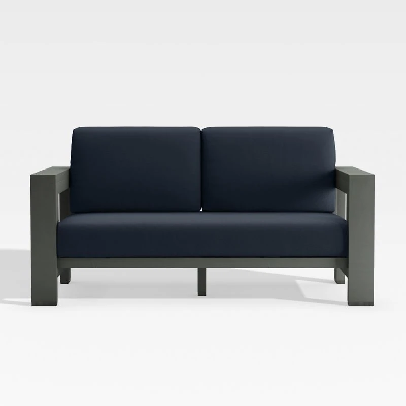 Walker 63" Metal Outdoor Loveseat with Canvas Navy Blue Sunbrella ® Cushionsh