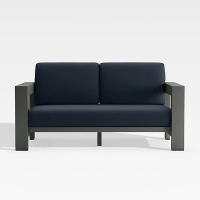 Walker 63" Metal Outdoor Loveseat with Canvas Navy Blue Sunbrella ® Cushionsh