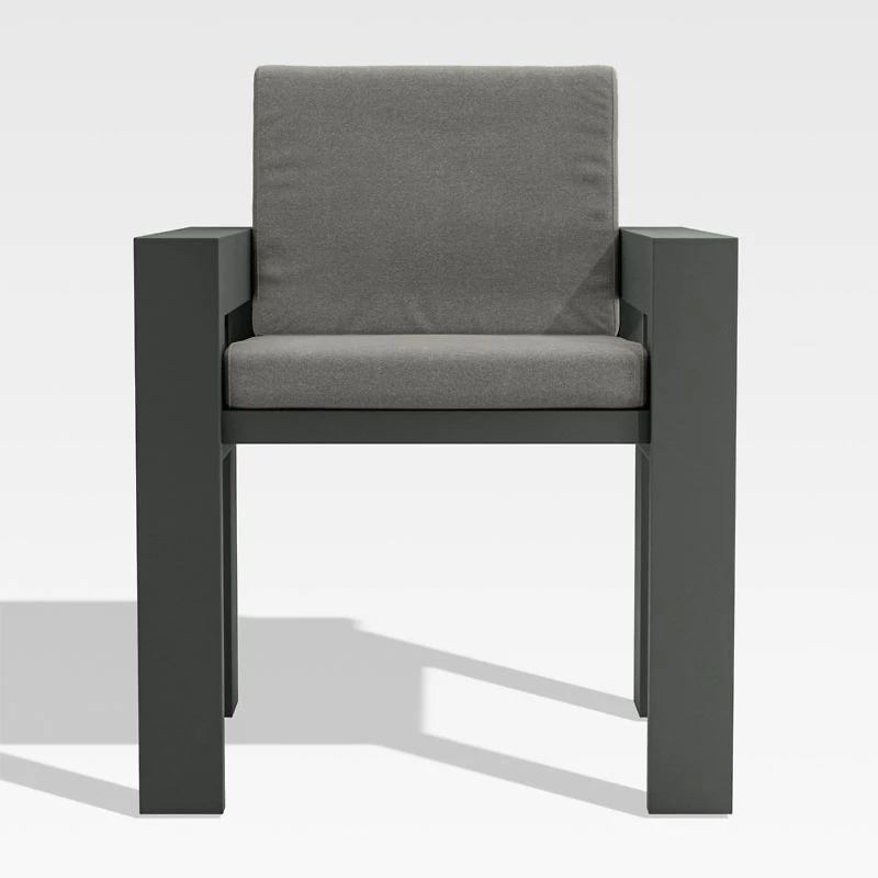 Walker Metal Outdoor Dining Armchair with Canvas Java Brown Sunbrella ® Cushions