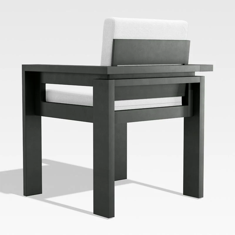 Walker Metal Outdoor Dining Armchair with Canvas White Sunbrella ® Cushions
