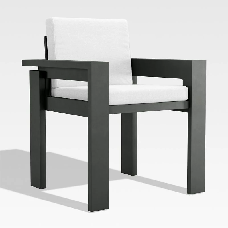 Walker Metal Outdoor Dining Armchair with Canvas White Sunbrella ® Cushions
